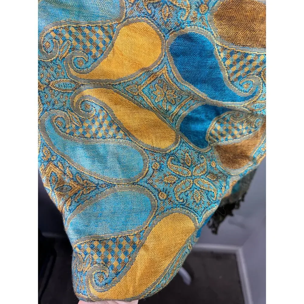 Large 100% Pashmina Scarf Shawl Wrap Fringe Paisley